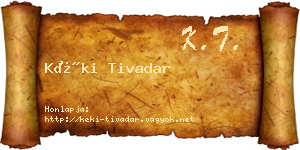 Kéki Tivadar névjegykártya