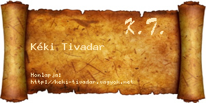 Kéki Tivadar névjegykártya